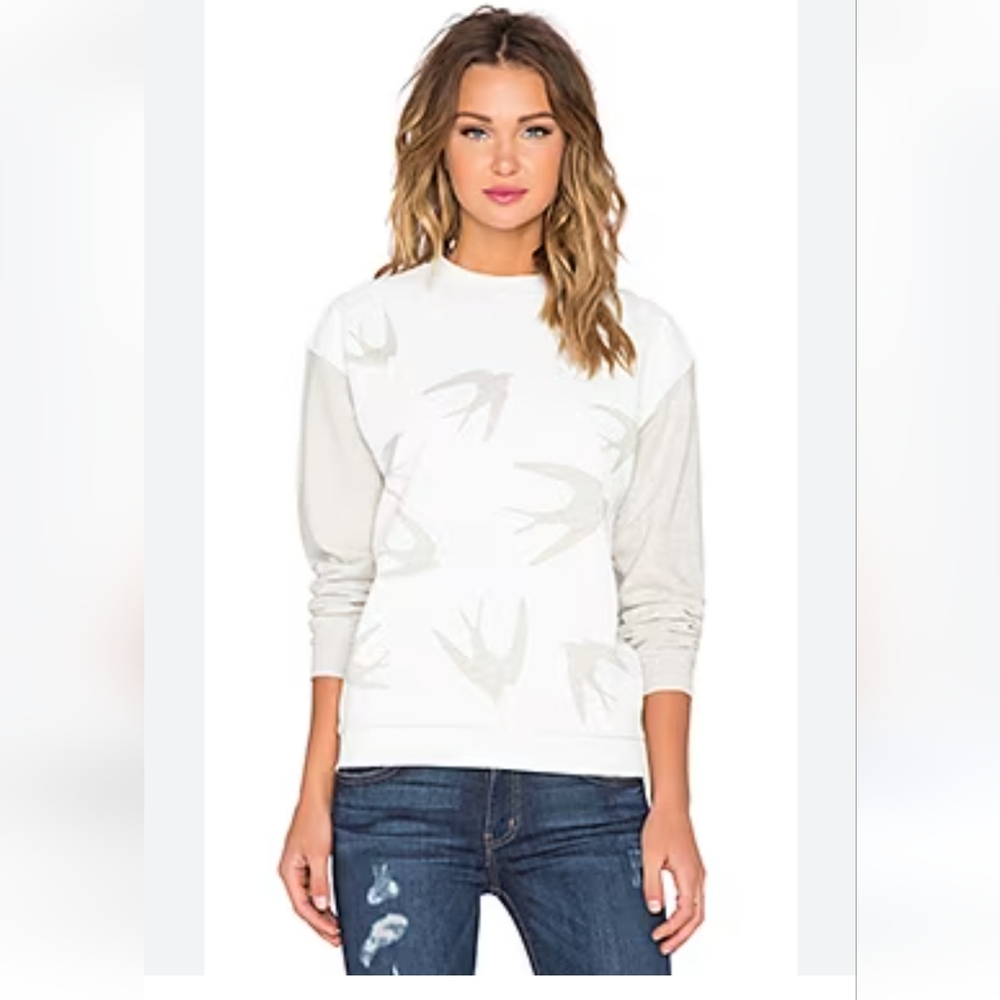 🩶🤍 ALEXANDER MCQUEEN sweatshirt swallow birds gray white size small 🤍🩶